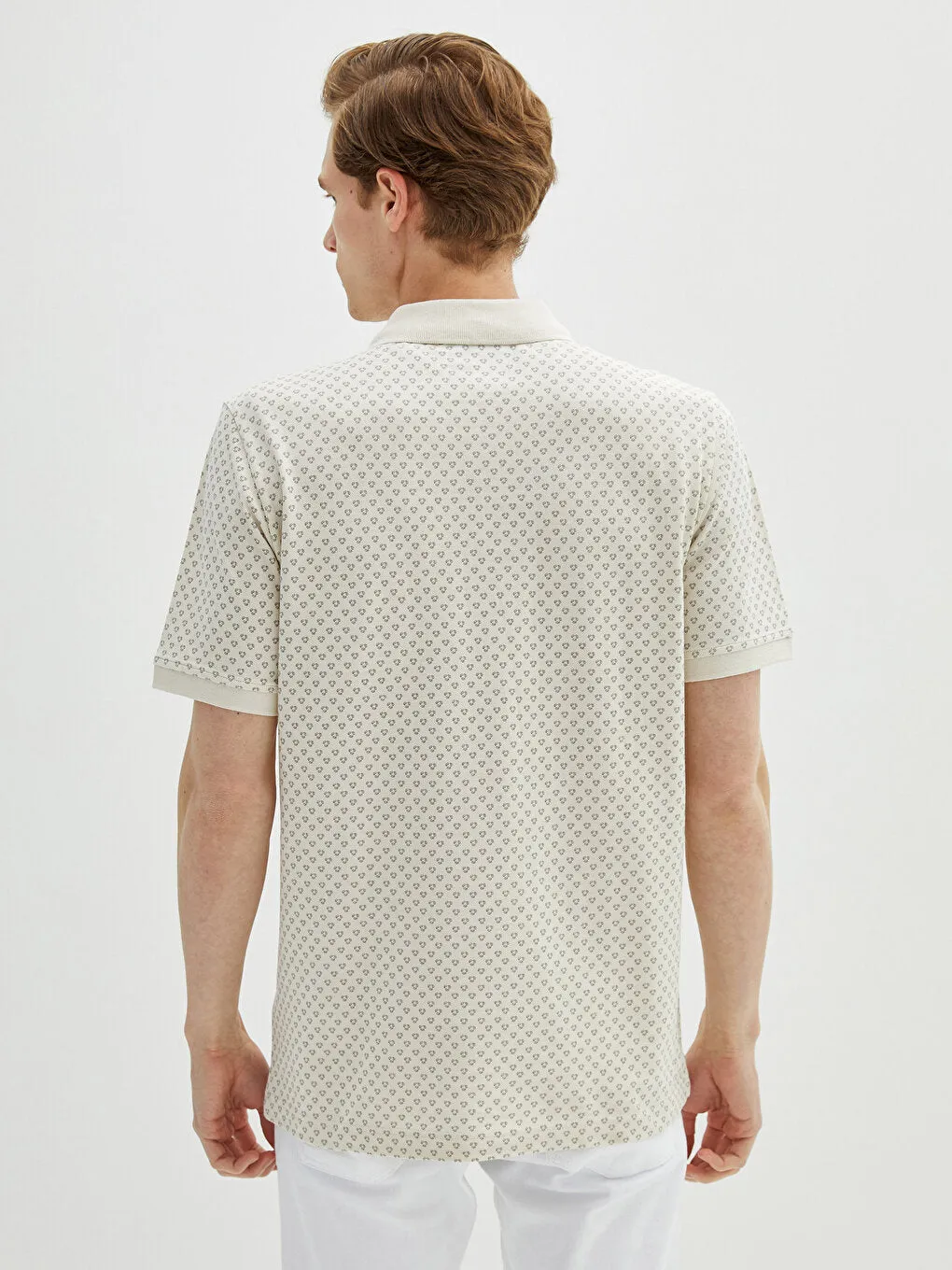 Polo Neck Short Sleeve Patterned Men's T-Shirt