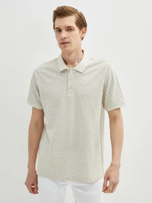 Polo Neck Short Sleeve Patterned Men's T-Shirt