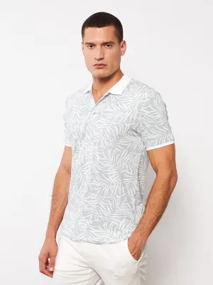 Polo Neck Short Sleeve Patterned Pique Men's T-Shirt