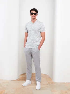 Polo Neck Short Sleeve Patterned Pique Men's T-Shirt