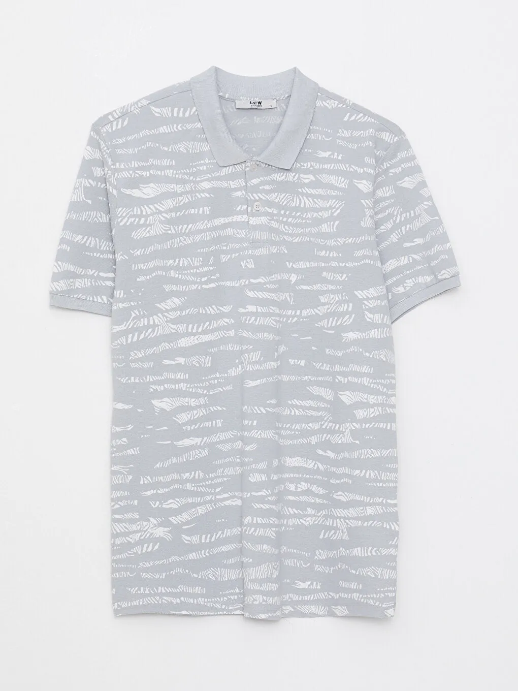 Polo Neck Short Sleeve Patterned Pique Men's T-Shirt