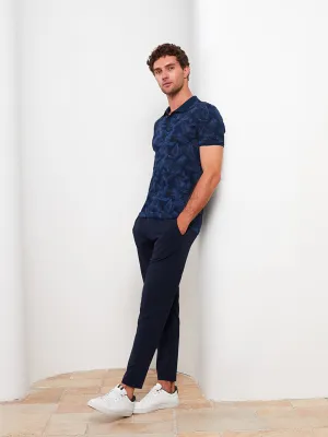 Polo Neck Short Sleeve Patterned Pique Men's T-Shirt