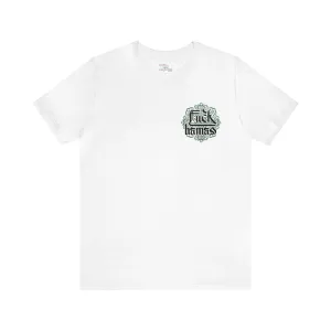 "Fuck Hamas Arabesque" White T-shirt for Men | Art by Ori Bejerano