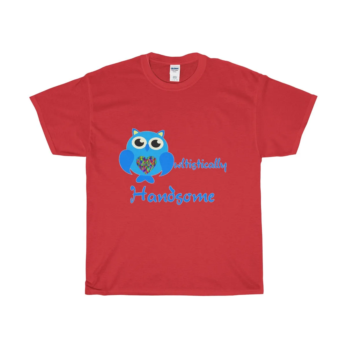 "Owltistically Handsome" Autistic Unisex Heavy Cotton Tee