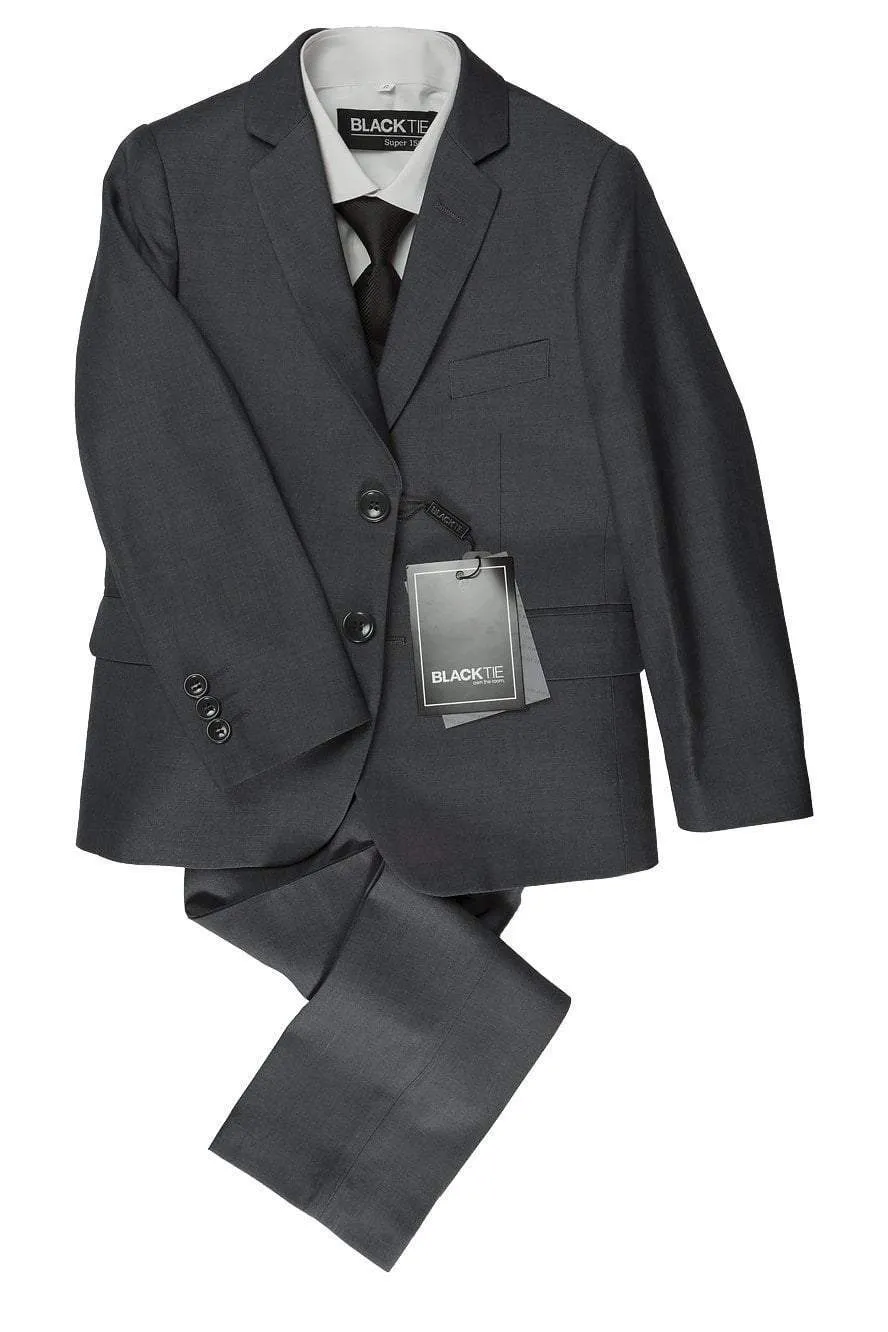 "Premium" Kids Steel Grey 5-Piece Wool Blend Suit