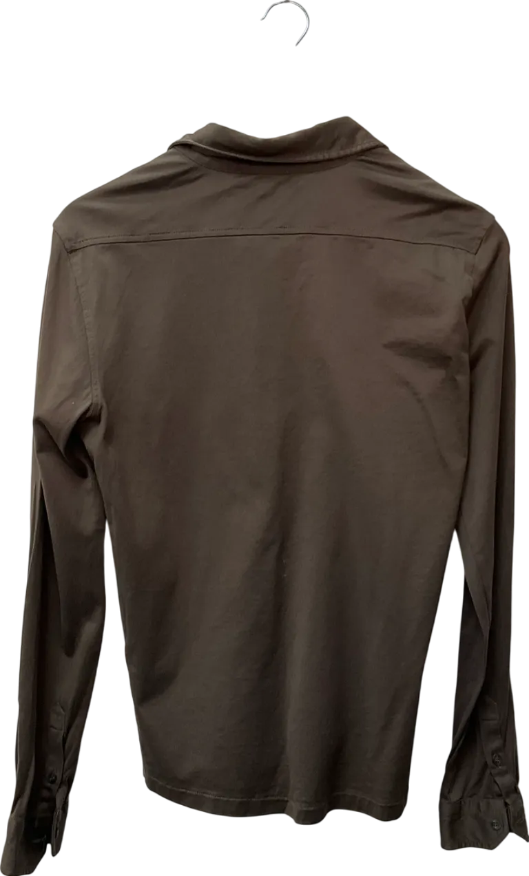 REISS Green Modal Blend Cutaway Collar Shirt UK S