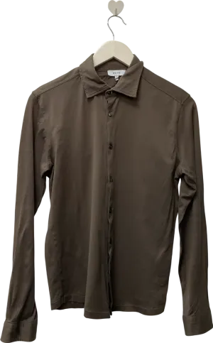 REISS Green Modal Blend Cutaway Collar Shirt UK S