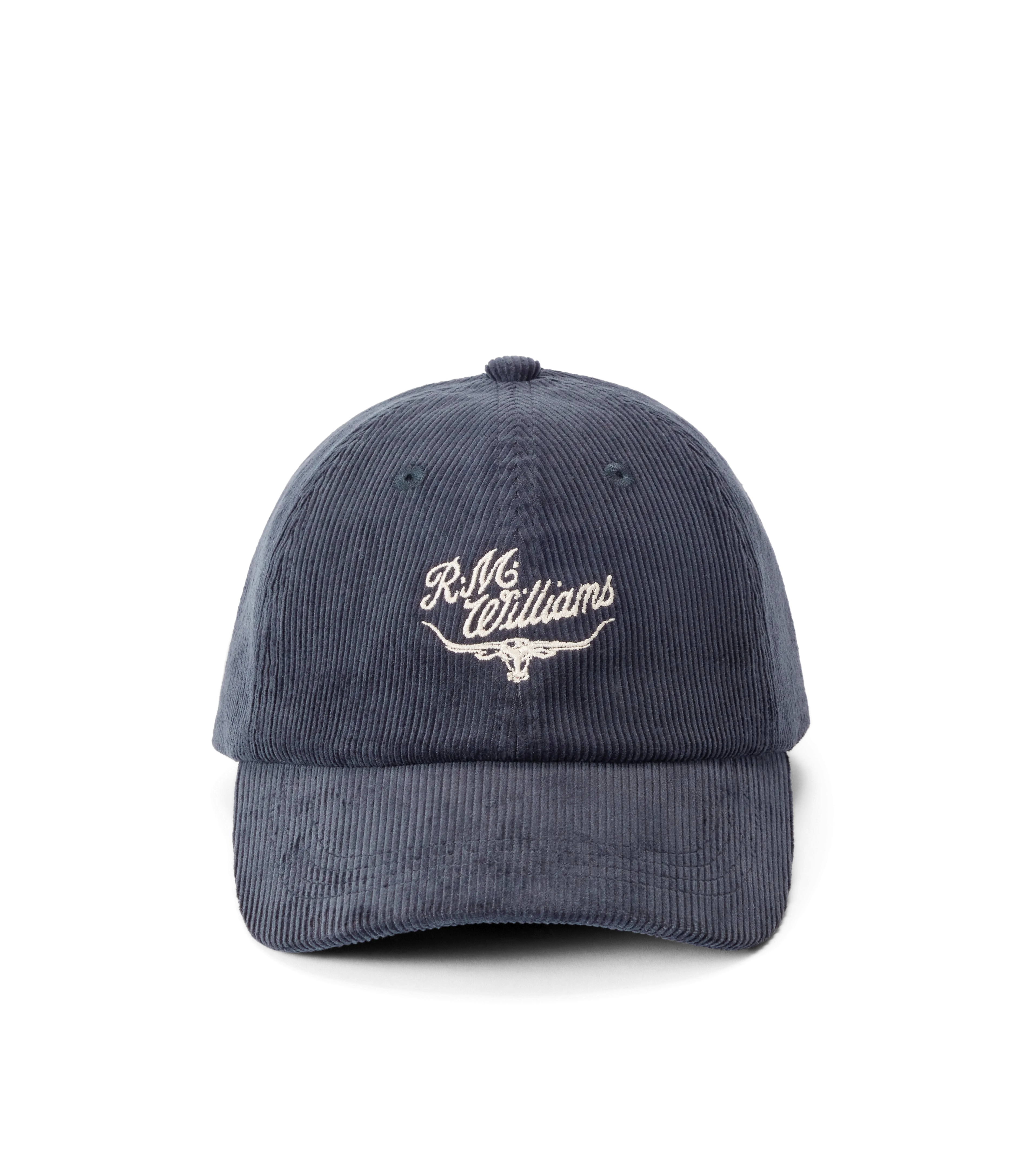 R.M. Williams Script Longhorn Cord Cap - Slate