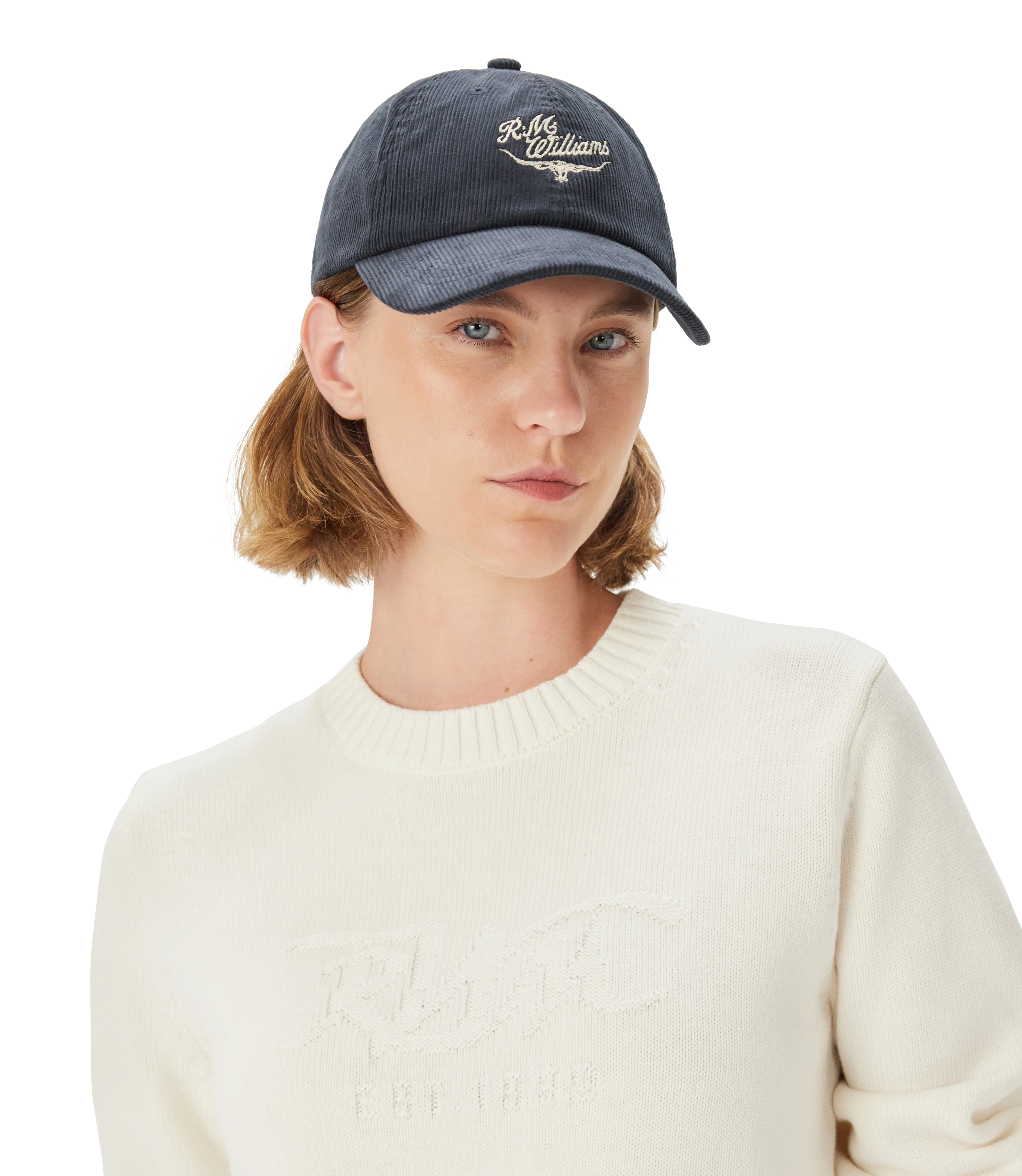 R.M. Williams Script Longhorn Cord Cap - Slate