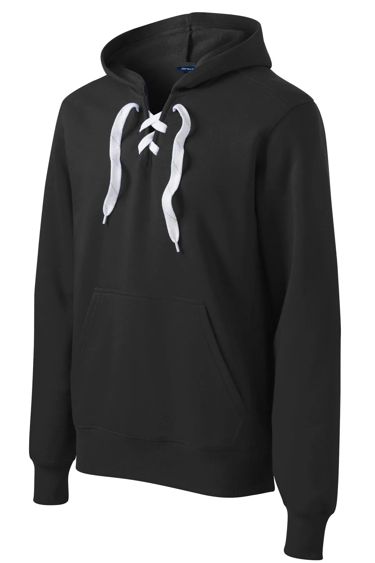 Sport-Tek Lace Up Pullover Hooded Sweatshirt. ST271 Black