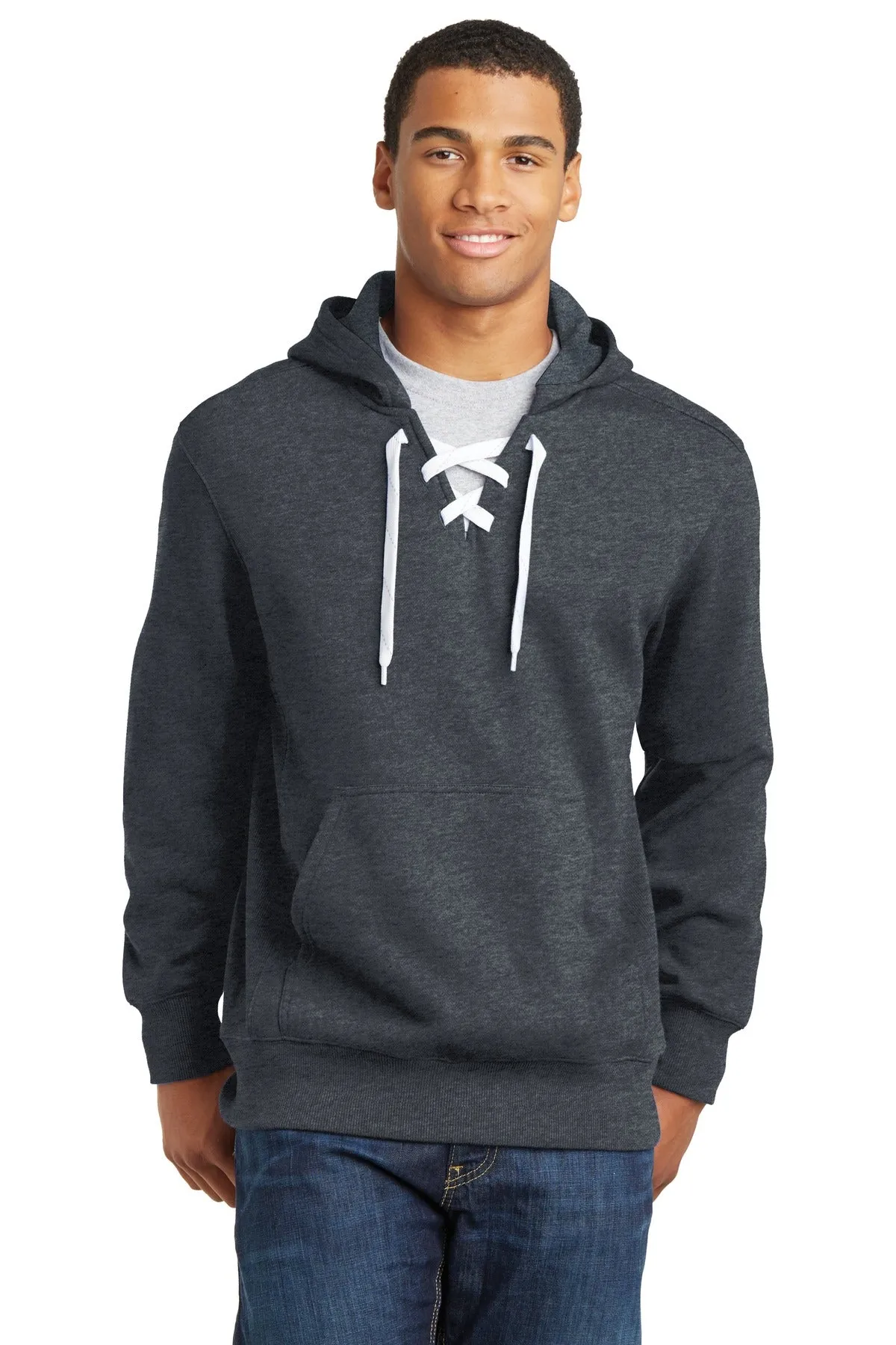 Sport-Tek Lace Up Pullover Hooded Sweatshirt. ST271 Graphite Heather
