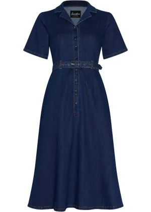 Succubus Clothing Rosie Denim 50's Swing Dress Navy