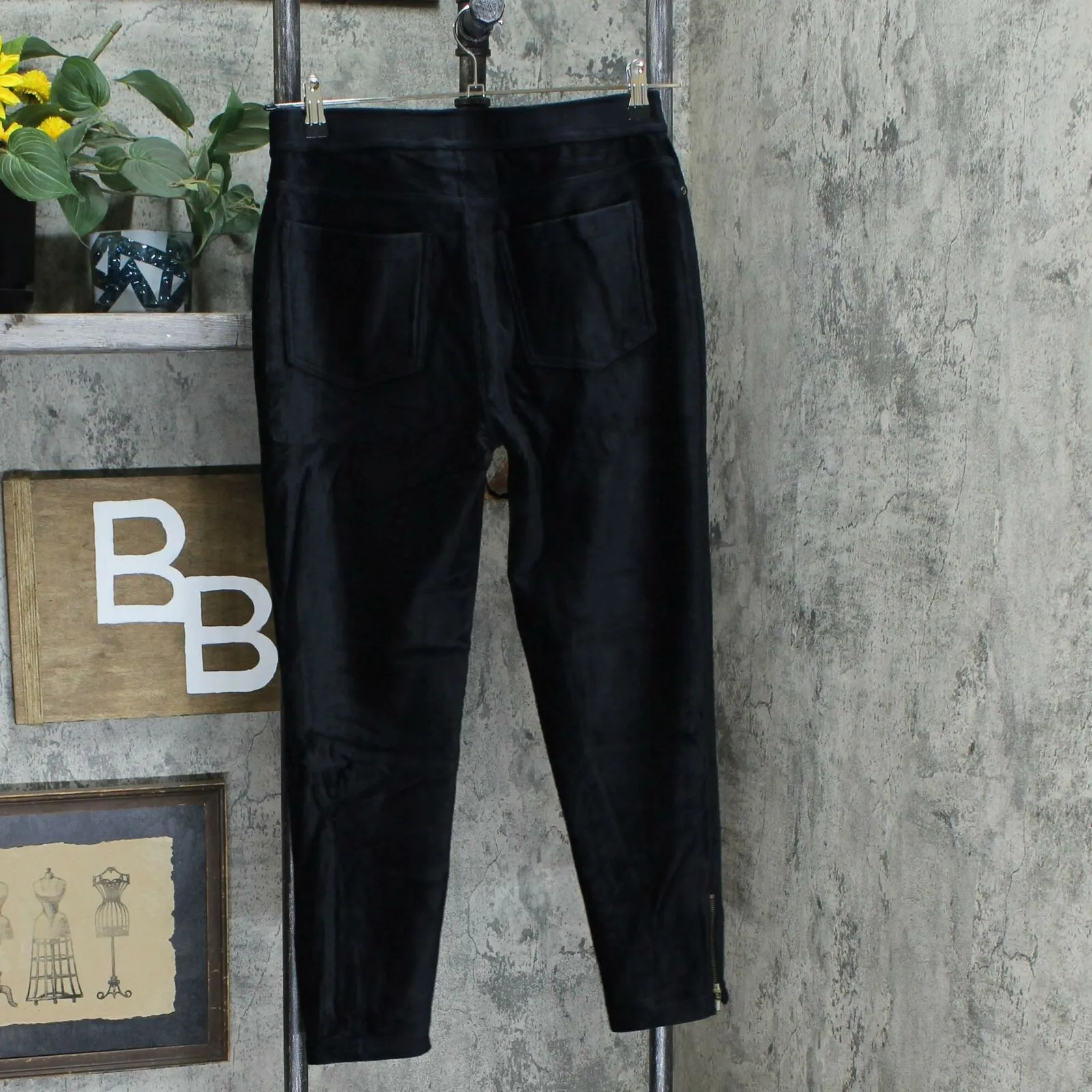 Susan Graver Petite Knit Corduroy Straight Zip Hem Pull On Pants