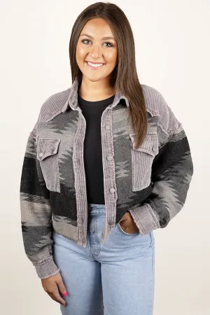 Teton Hike Cropped Shacket, Black