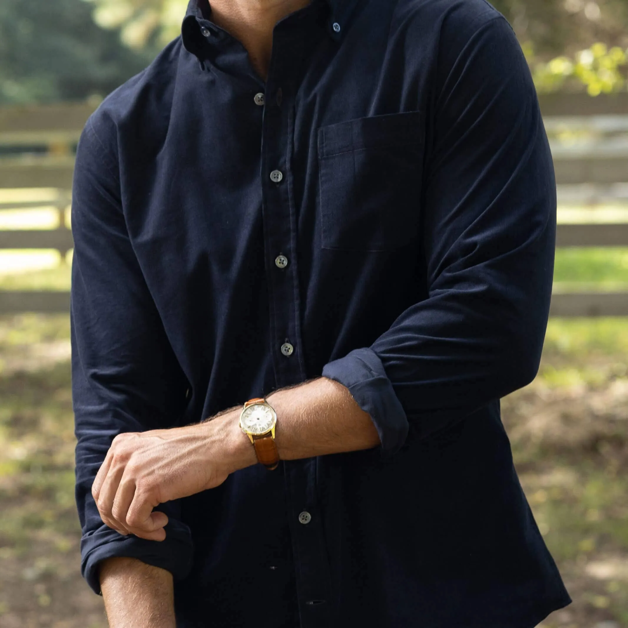 The Dark Navy Crockett Corduroy Custom Shirt