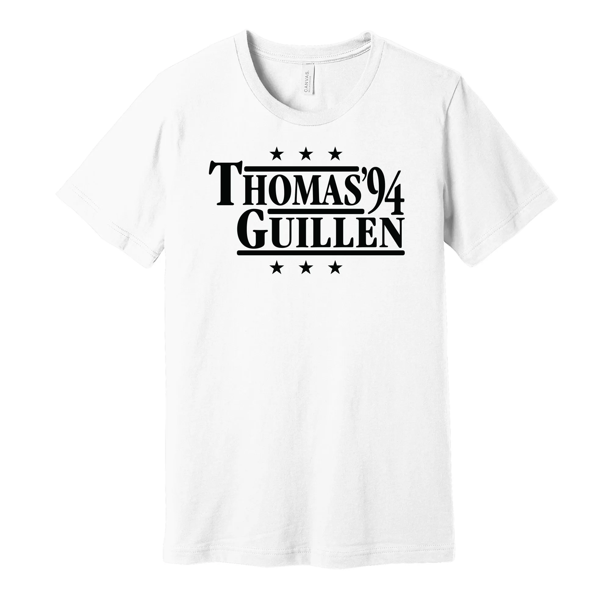 Thomas & Guillen '94 - Chicago Baseball Legends Political Campaign Parody T-Shirt - Hyper Than Hype Shirts