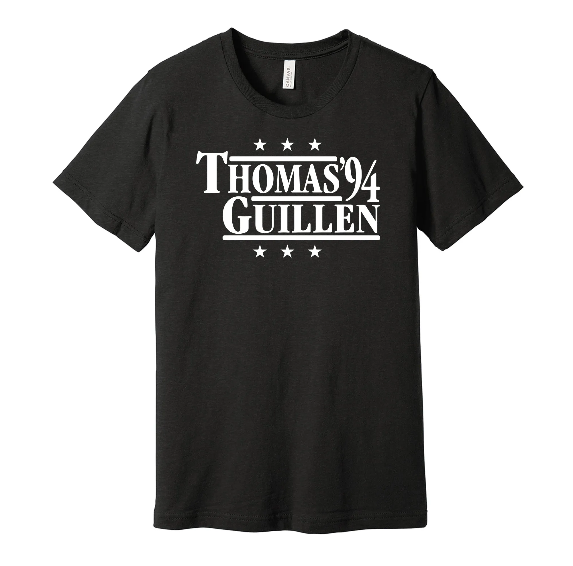 Thomas & Guillen '94 - Chicago Baseball Legends Political Campaign Parody T-Shirt - Hyper Than Hype Shirts