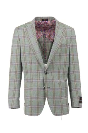 Tiglio Luxe Pistachio with Windowpane Dolcetto/THP Modern Fit half lined, Pure Wool Jacket TL4221