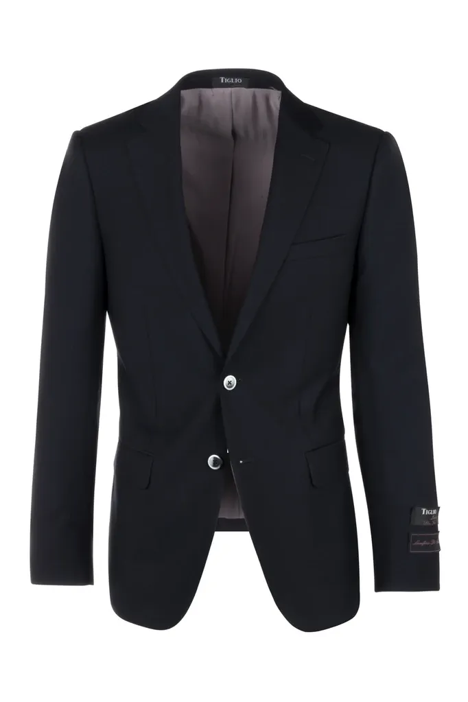 Tiglio Luxe Porto Navy Slim Fit Pure Wool Blazer TIG1002