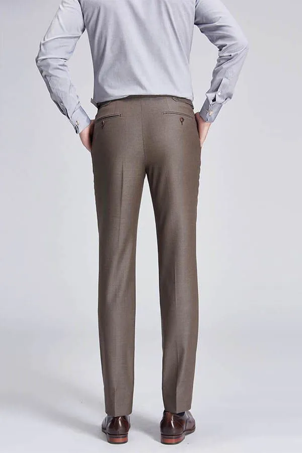 Top Coffee Mens Suits for Business Peak Lapel One Button Mens Suits