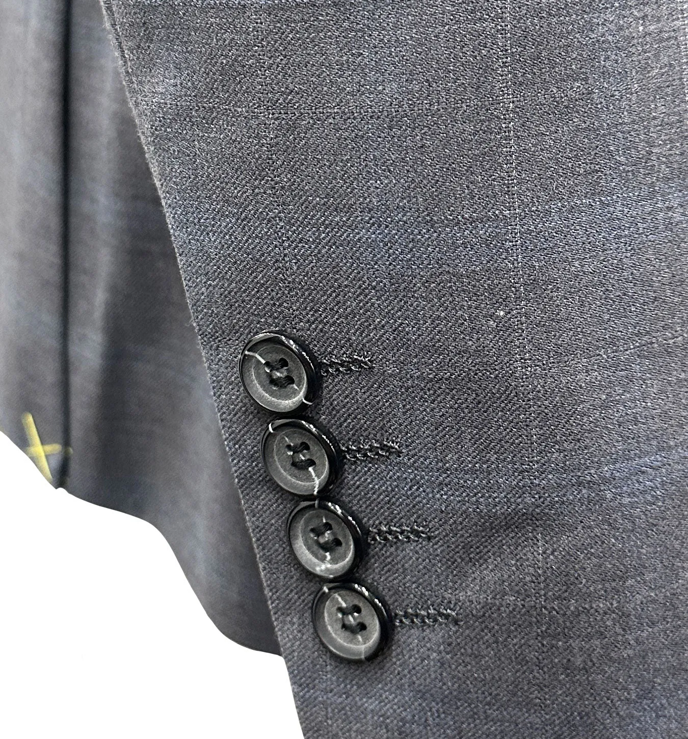 Top Lapel Windowpane Modern Fit Wool Suit - Charcoal
