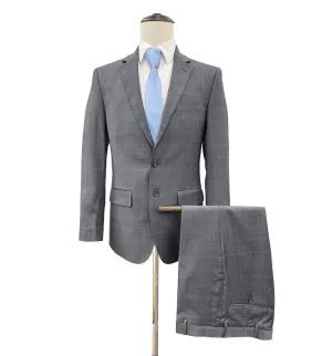 Top Lapel Windowpane Modern Fit Wool Suit - Charcoal