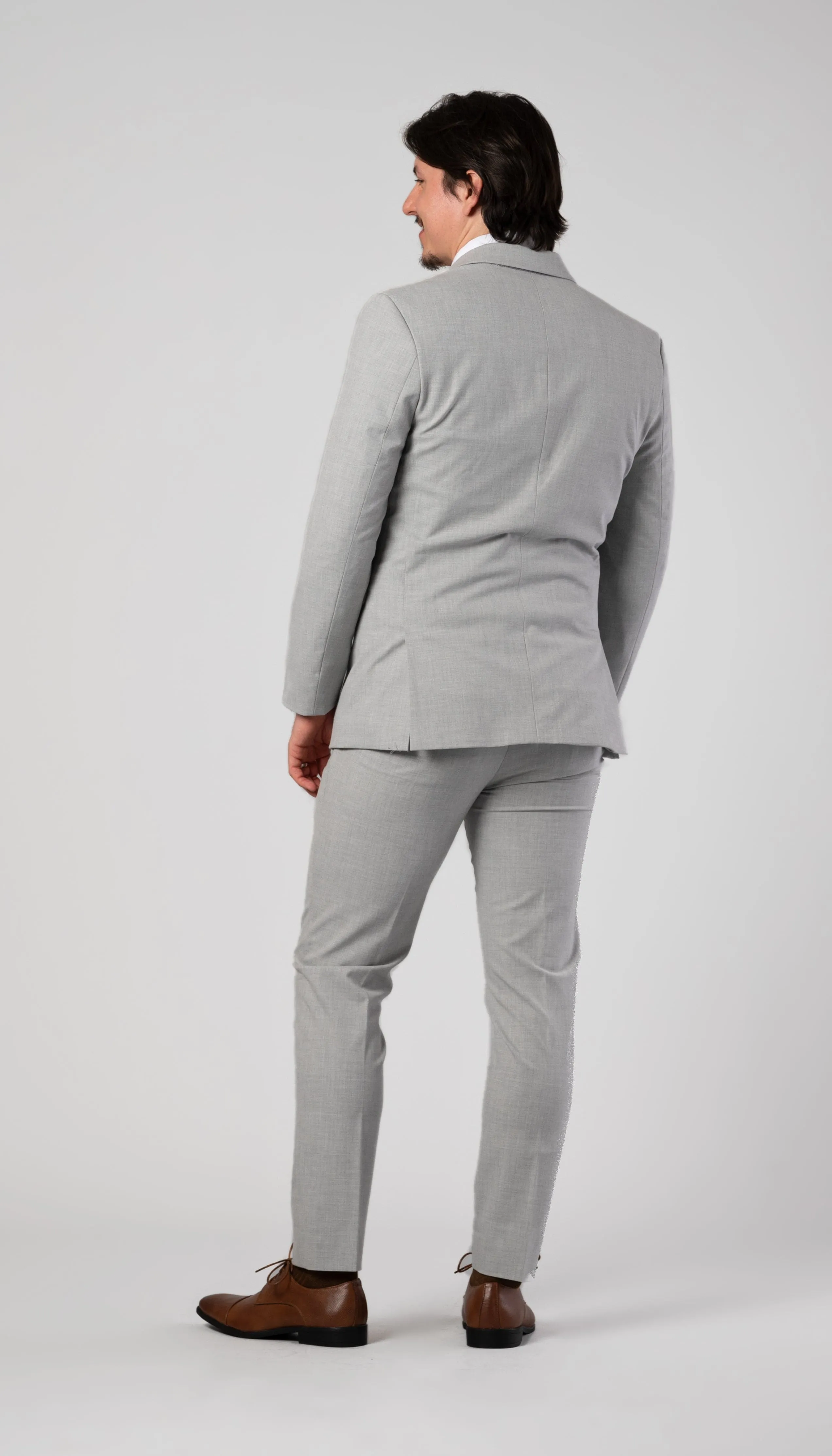 Trim Fit 3 Piece Suit Light Grey
