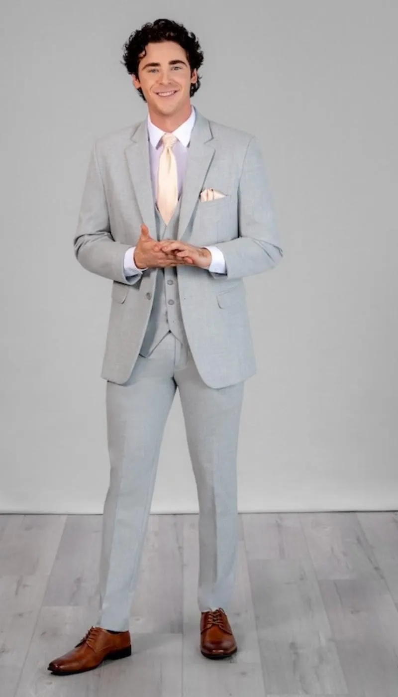 Trim Fit 3 Piece Suit Light Grey