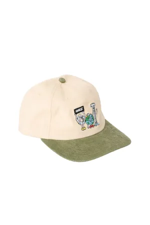 TRIO SNAPBACK CAP - WASHED WHITE/ FOREST GREEN
