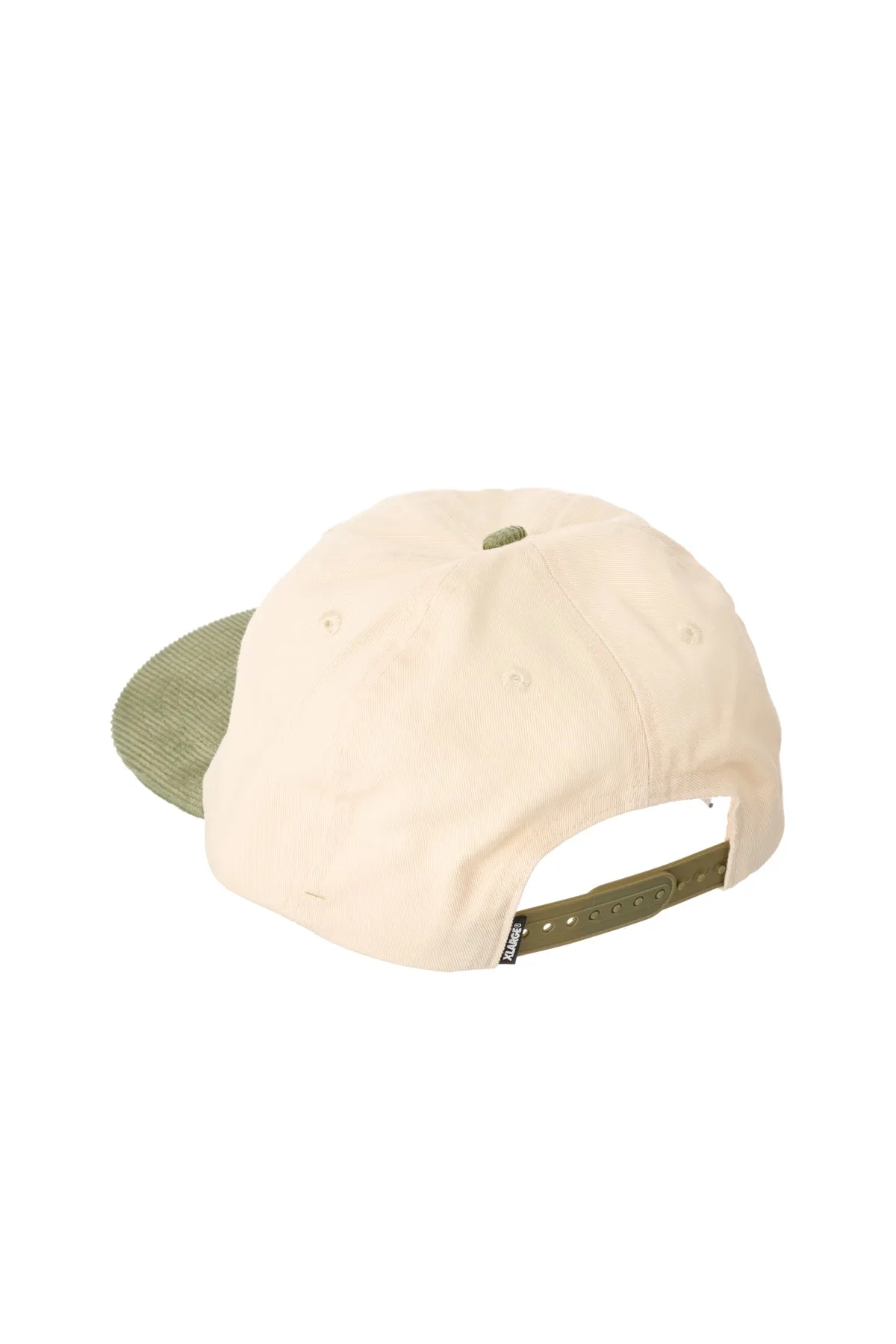 TRIO SNAPBACK CAP - WASHED WHITE/ FOREST GREEN