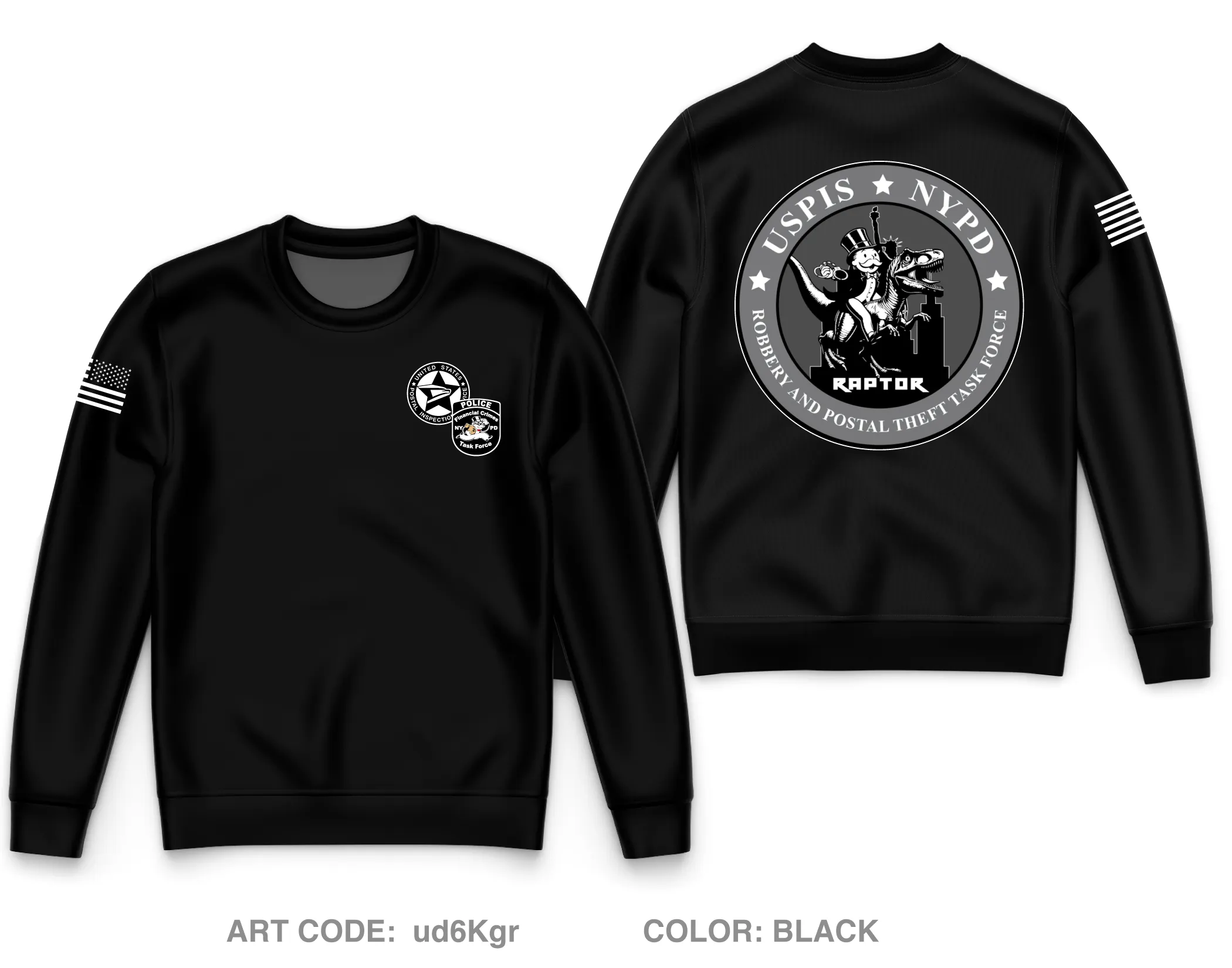 USPIS|NYPD RAPTOR Task Force Core Men's Crewneck Performance Sweatshirt - ud6Kgr