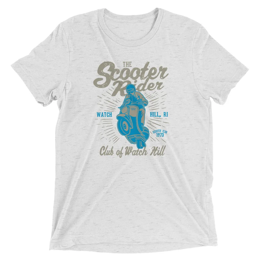 Watchill’n ‘Scooter Rider’ Unisex Short Sleeve t-shirt (Grey/Cyan)