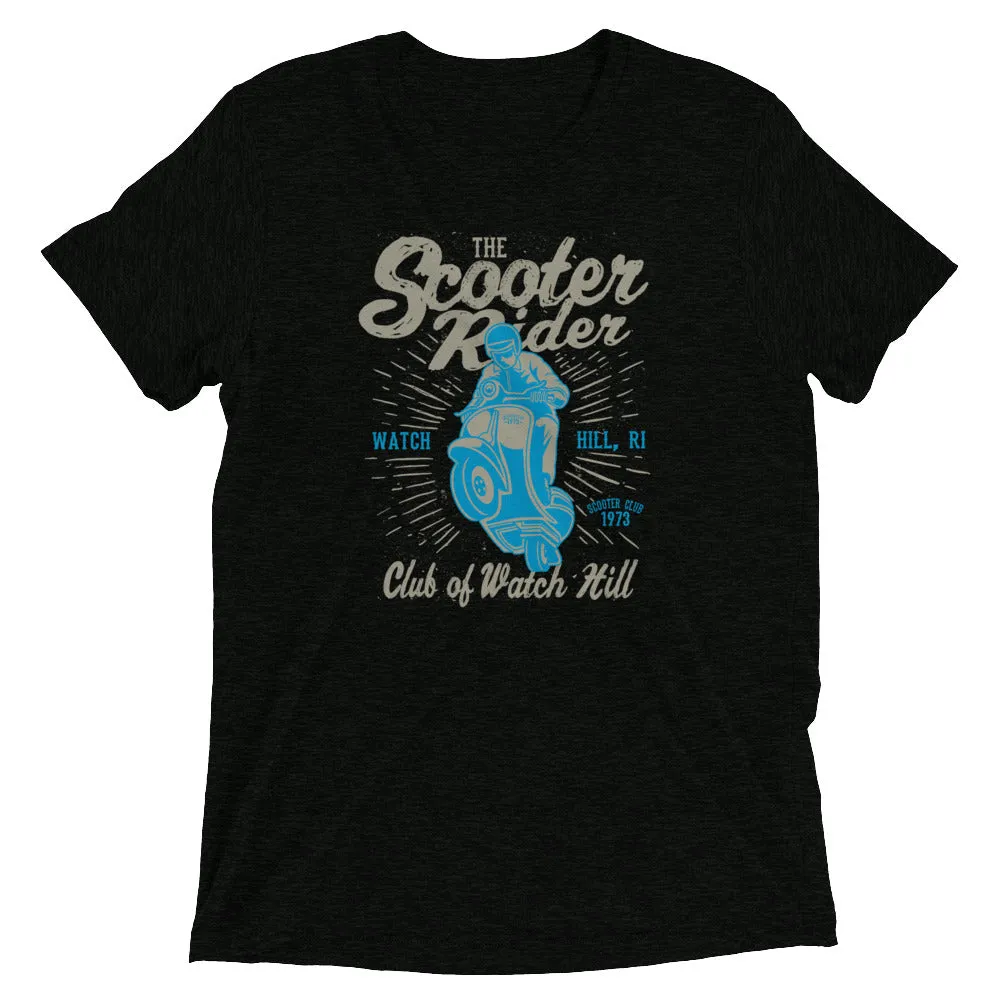 Watchill’n ‘Scooter Rider’ Unisex Short Sleeve t-shirt (Grey/Cyan)