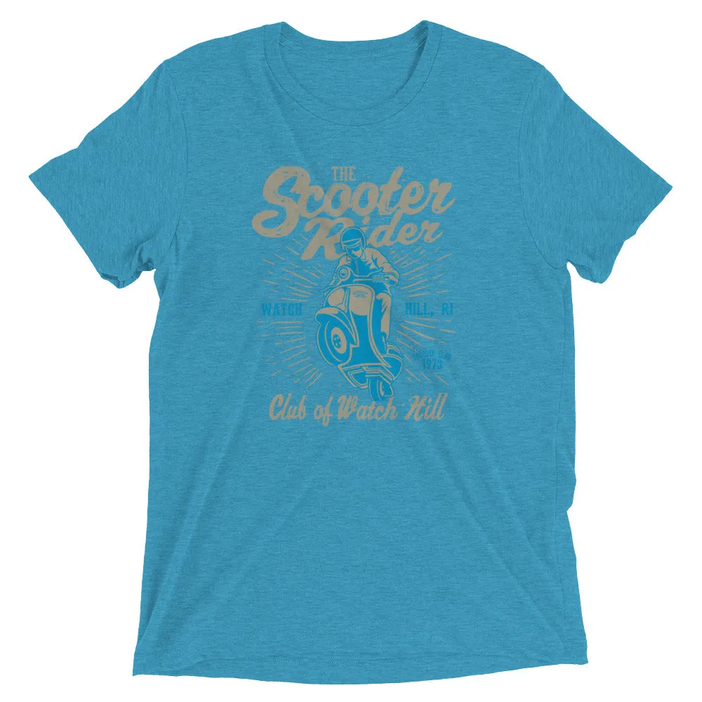 Watchill’n ‘Scooter Rider’ Unisex Short Sleeve t-shirt (Grey/Cyan)