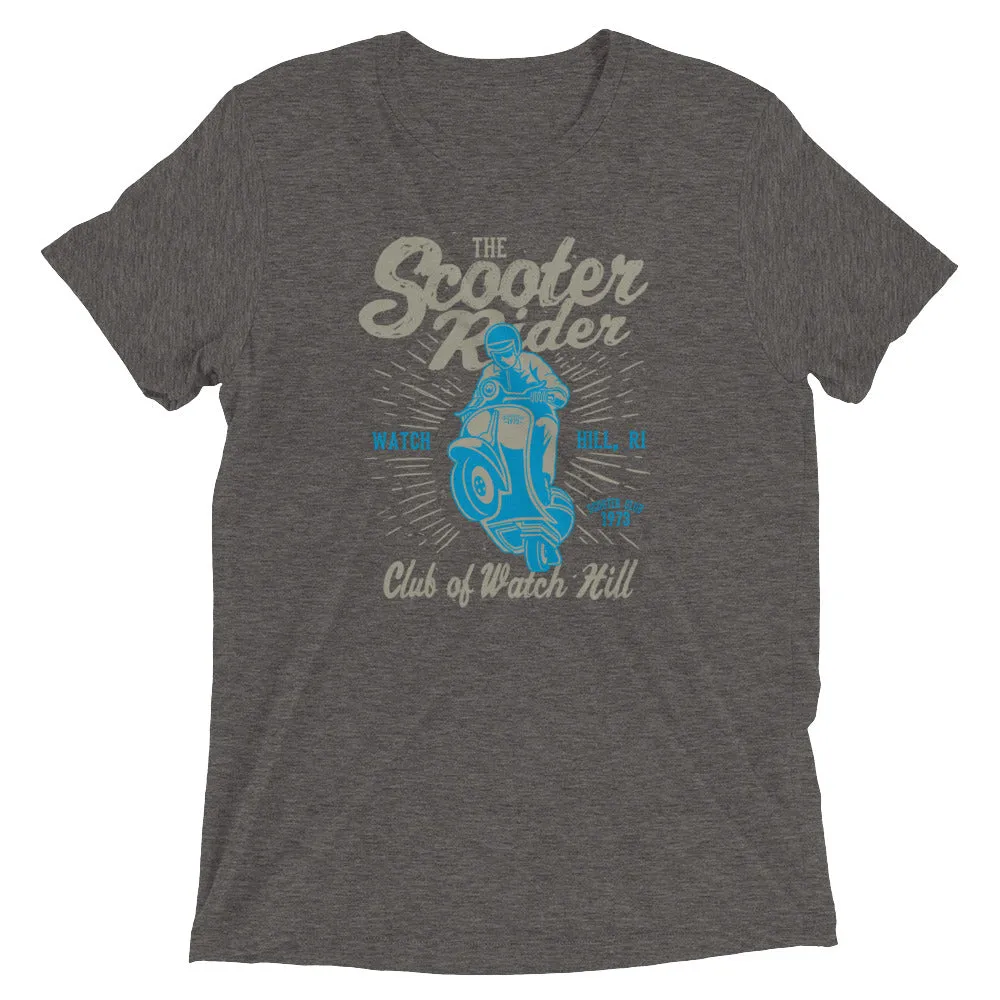 Watchill’n ‘Scooter Rider’ Unisex Short Sleeve t-shirt (Grey/Cyan)