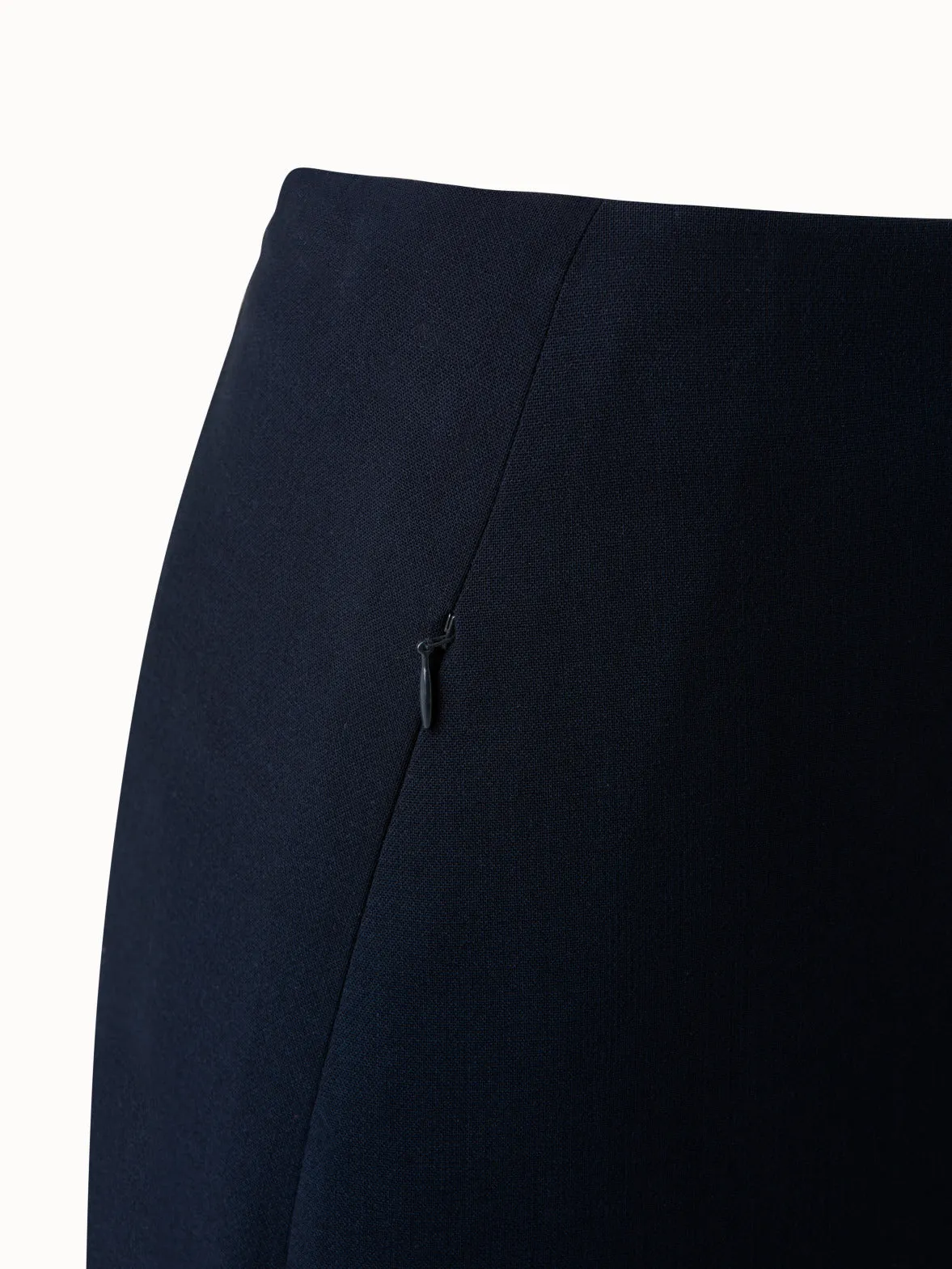 Wool Double-Face Pencil Skirt with Zip Pockets
