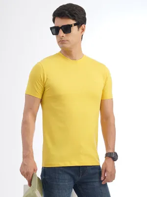 Yellow Solid Slim Fit T-Shirt | JadeBlue